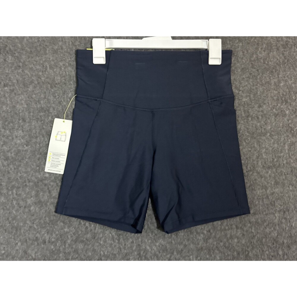 All In Motion Women's Shorts High Rise Biker Pocketed Blue Navy Medium